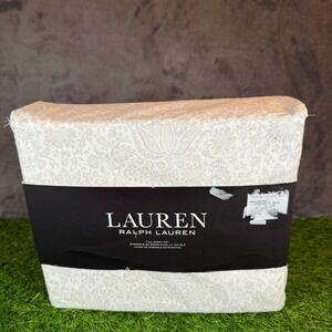 Lauren Ralph Lauren Full Sheet Set Paisley Neutral‎ Tan White Cotton New